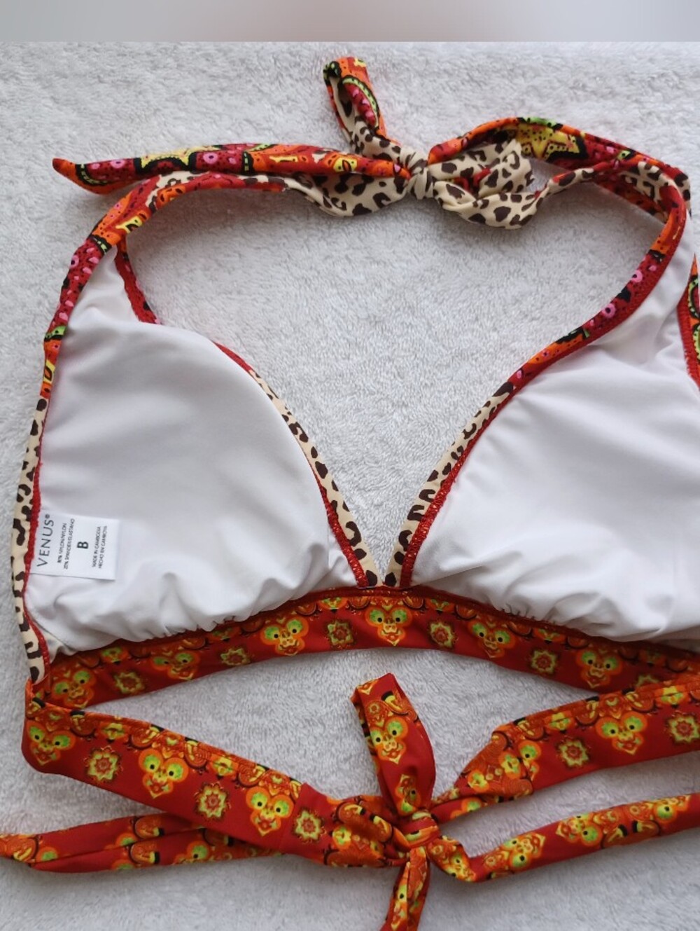 Venus Flirty Leopard Jungle Mosaic Bikini Set, Top Size B, Bottom Size 4 - Picture 8 of 15